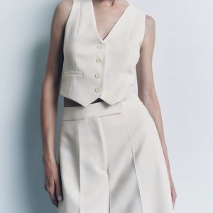 Zara white tailored vest